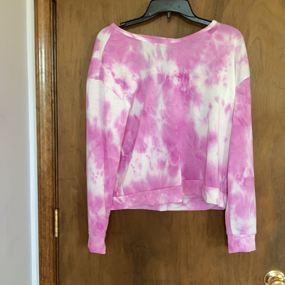 Top with cut out in back & jogger pant tie dye set pink M Juniors - Picture 4 of 17